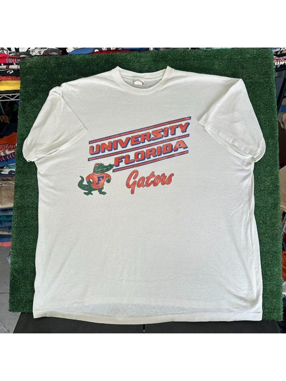 Vintage 80s UF University Florida Gators T-Shirt White 3XL Single Stitch College